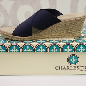 Charleston Shoe Co Backless Cannon Navy Sandal NWT